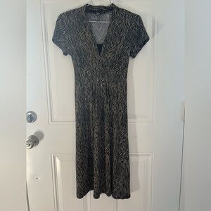 Style & Co. Black and Cream Zebra Print Midi Dress Small Petite